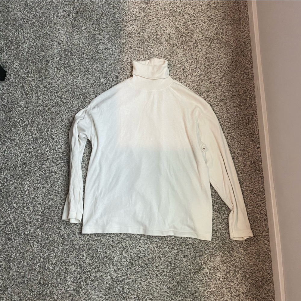 White Turtleneck Long Sleeve Top